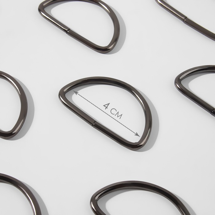 Полукольцо для сумок, d=40 мм, толщина - 3 мм, 10 шт., цвет никель - Фото 1