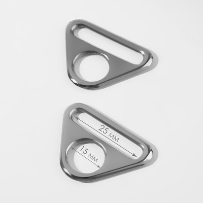 Полукольцо-пластина для сумки, 15/25 мм, 2 шт., цвет серебряный