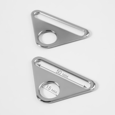 Полукольцо-пластина для сумки, 15/50 мм, 2 шт., цвет серебряный
