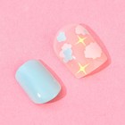 Накладные ногти «Розовые облака», 24 шт, клеевые пластины, форма квадрат, цвет глянцевый розовый/бежевый/голубой - Фото 5