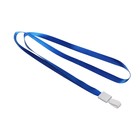 Лента для бейджа, ширина-10 мм, длина-80 см, с пластиковым держателем, синяя - Фото 1