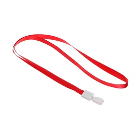 Лента для бейджа, ширина-10 мм, длина-80 см, с пластиковым держателем, красная (комплект 100 шт)