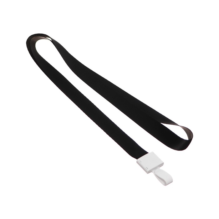 Лента для бейджа, ширина-15 мм, длина-80 см, с пластиковым держателем, черная - Фото 1