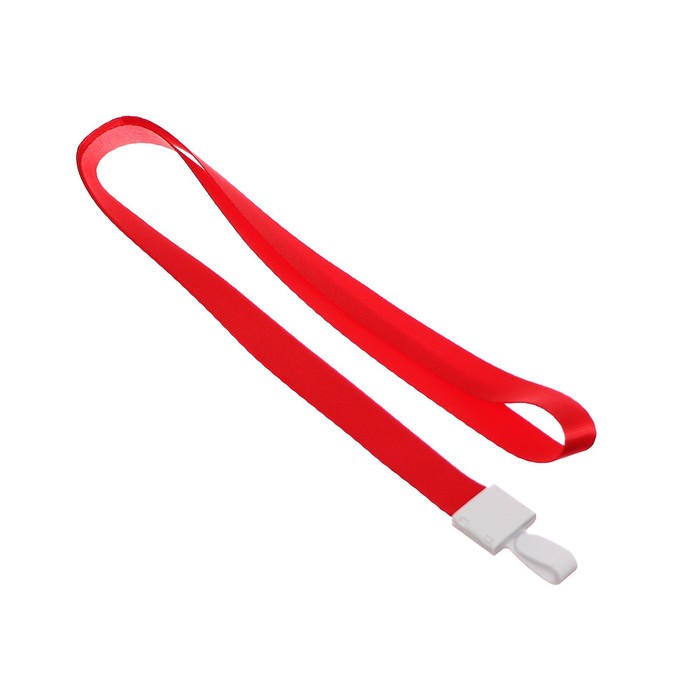 Лента для бейджа, ширина-15 мм, длина-80 см, с пластиковым держателем, красная - Фото 1