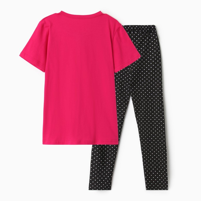 Комплект женский домашний (футболка/брюки), цвет розовый/чёрный, размер 44 - фото 1909424689
