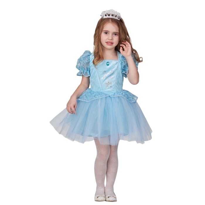 Карнавальный костюм ""Принцесса-малышка" голубая, платье, диадема, р.104-52 - Фото 1