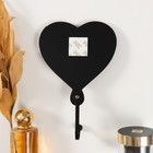 Настенный крючок декоративный «Сердце с листьями», ключница, дерево, чёрный, зеркальный 4.3×12.4×19 см - Фото 4