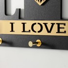 Настенные крючки декоративные «Дом с сердцем», ключница, дерево, чёрный, зеркальный, 2.8×33.8×16.8 см - Фото 3