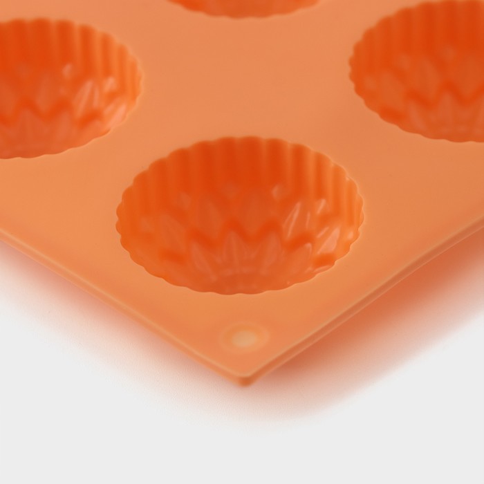 Форма для выпечки 15 ячеек "Цветы.Хризантема" 29х17х2 см цвет оранжевый