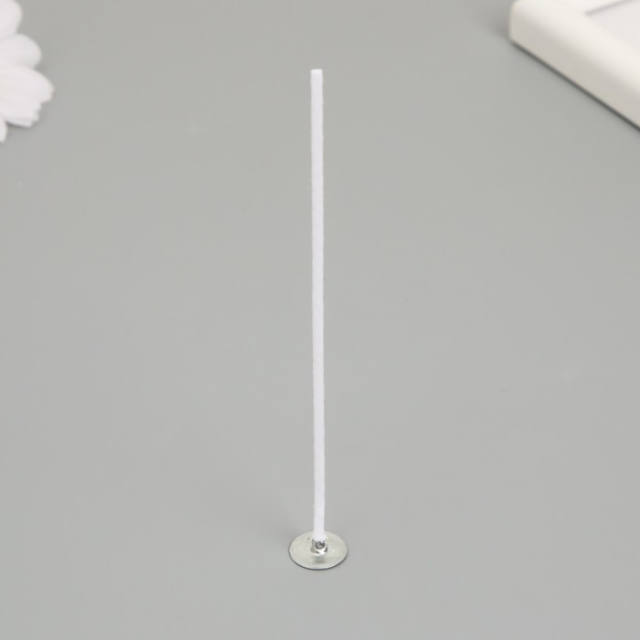 Фитиль для свечи хлопок, металл белый 12 см - Фото 1