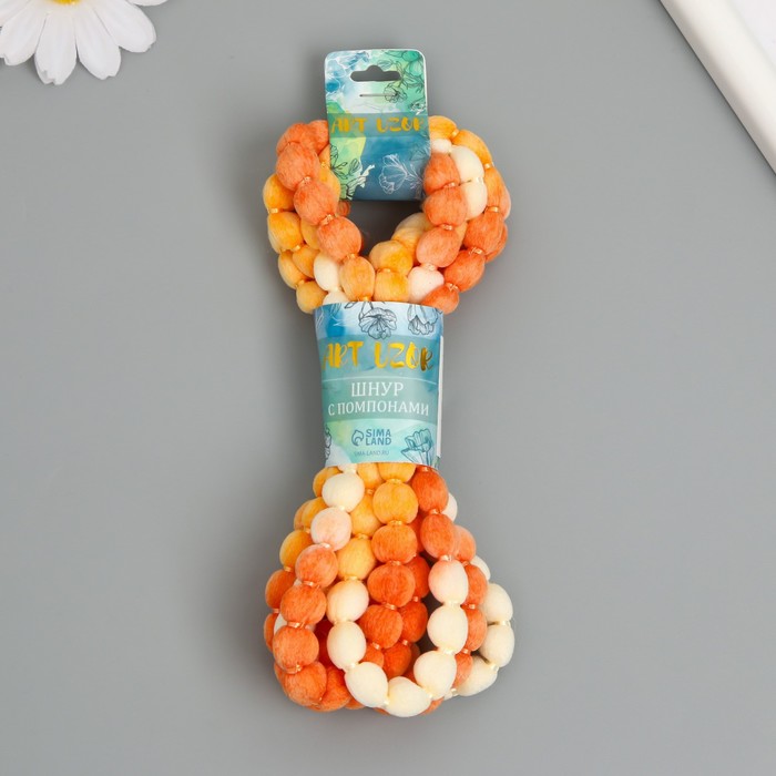 Шнур с помпонами «Кофе с молоком», намотка 2 м - Фото 1