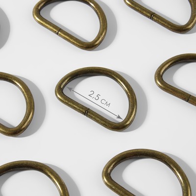 Полукольца для сумок, d=25 мм, толщина - 3 мм, 10 шт., цвет бронзовый