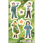 Наклейки "Дети в костюмах" зелёный фон, 10х16 см - фото 292990371