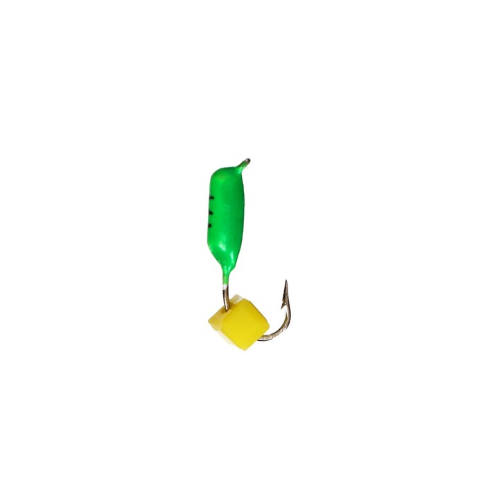 Мормышка Столбик с "Сырным" кубиком (зелёный), вес 0.5 г, размер 2 - Фото 1