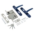 Замок врезной Птимаш ЗВ4-3.08, с ручками, цвет синий муар - фото 28148472