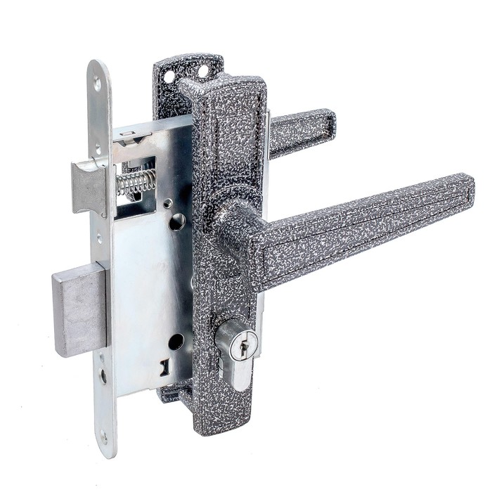 Замок врезной Птимаш ЗВ4-3.01, с ручками, цвет серебро - Фото 1