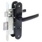 Замок врезной Птимаш ЗВ9-4.08, с ручками, черный - Фото 1