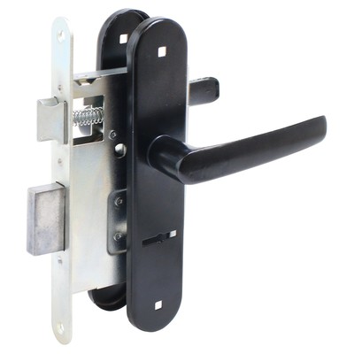 Замок врезной Птимаш ЗВ9-4.08, с ручками, черный