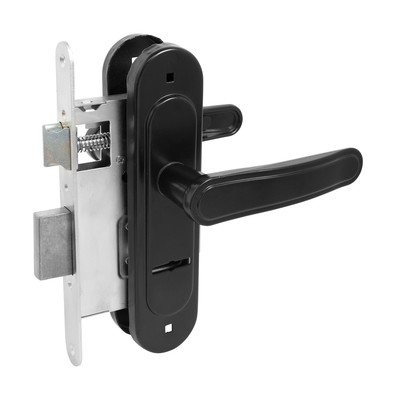 Замок врезной Птимаш ЗВ9-4.03, с ручками, черный