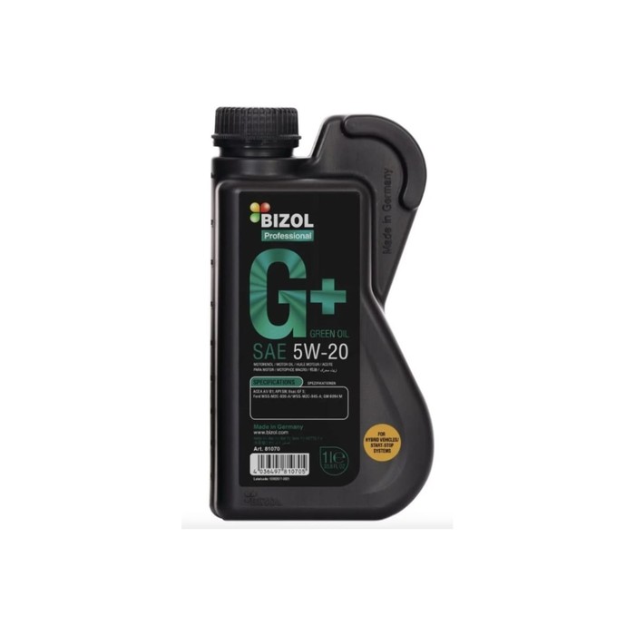 Масло моторное BIZOL Green Oil+ 5W-20 SN A1/B1 GF-5, синтетическое, 1 л - Фото 1