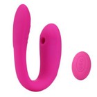 Вибратор для пар с вакуумно-волновой стимуляцией клитора,10 режимов, с пультом ДУ, розовый - Фото 1