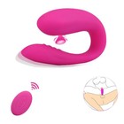 Вибратор для пар с вакуумно-волновой стимуляцией клитора,10 режимов, с пультом ДУ, розовый - Фото 8