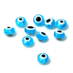 Бусина "Глаз" плоский, d=6мм (набор 10шт), цвет голубой
