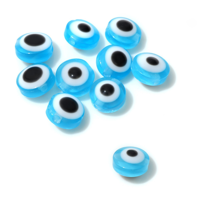 Бусина «Глаз» плоский, d=8 мм (набор 10 шт.), цвет голубой