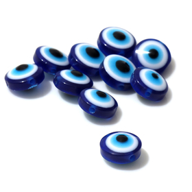 Бусина "Глаз" плоский, 1*1*0,6см, (набор 10шт), цвет синий