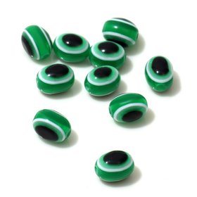Бусина «Глаз» овальный, 0,8×0,6×0,6 см, (набор 10 шт.), цвет зелёный