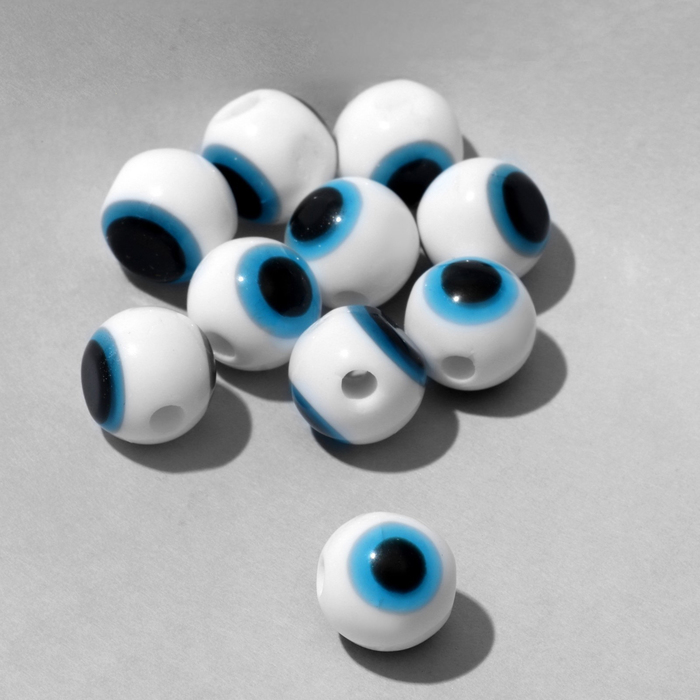 Бусина «Глаз» круглый, d=8 мм, (набор 10 шт.), цвет белый