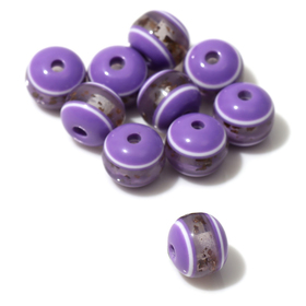 Бусина "Рондель" инклюз, 1*1*0,8см, (набор 50шт), цвет фиолетовый
