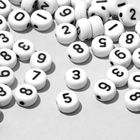 Бусина из акрила «Цифры и символы» МИКС, 7×4 мм, набор 10 г, цвет чёрно-белый - Фото 2