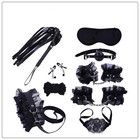 Эротический БДСМ набор Оки-Чпоки, с черным кружевом, чёрный, экокожа, 9 предметов - фото 11744263