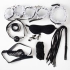 Эротический БДСМ набор Оки-Чпоки, с белым кружевом, чёрный, экокожа, 9 предметов - Фото 2