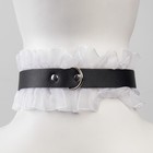 Эротический БДСМ набор с белым кружевом, чёрный, экокожа, 9 предметов - Фото 9