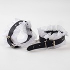 Эротический БДСМ набор Оки-Чпоки, с белым кружевом, чёрный, экокожа, 9 предметов - Фото 9