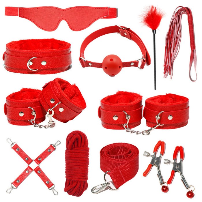 Эротический БДСМ набор Оки-Чпоки, красный, 11  предметов - Фото 1