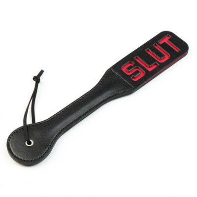 Шлёпалка БДСМ «SLUT», черная, ПВХ, 38×5 см