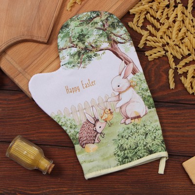 Варежка-прихватка «Доляна. Зверьки», 20×28 см, 35% хлопок, 65% п/э, ватин 250 г/м²