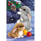Новогодняя картина по номерам на холсте с подрамником «Новый год! Кролики по ёлкой», 20 х 30 см - Фото 2