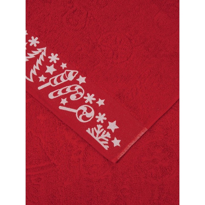 Набор полотенец махровых Confetti, размер 50х90 см, 70х140 см, новогодний, красный - Фото 1