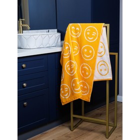 Полотенце махровое Smile, размер 70х140 см, смайл, оранжевый