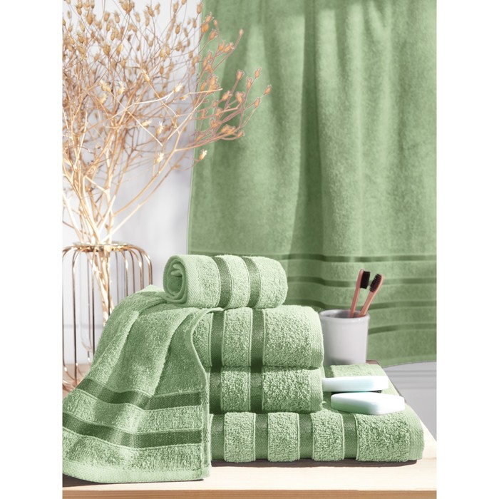 

Набор махровых полотенец Guten Morgen Spring green, размер 30х50 см, 50х90 см, 70х140 см, цвет зелёный