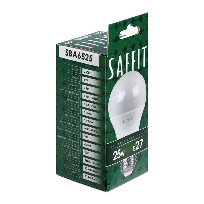Лампа светодиодная SAFFIT, 25W 230V E27 4000K A65, SBA6525 - фото 1907961521
