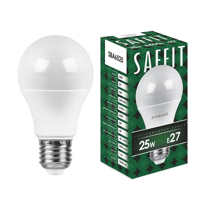 Лампа светодиодная SAFFIT, 25W 230V E27 6400K A65, SBA6525 - фото 1907961522
