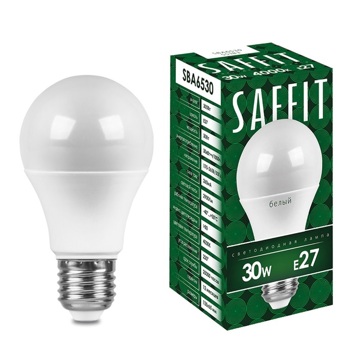 Лампа светодиодная SAFFIT, 30W 230V E27 2700K A65, SBA6530 - фото 1907961523