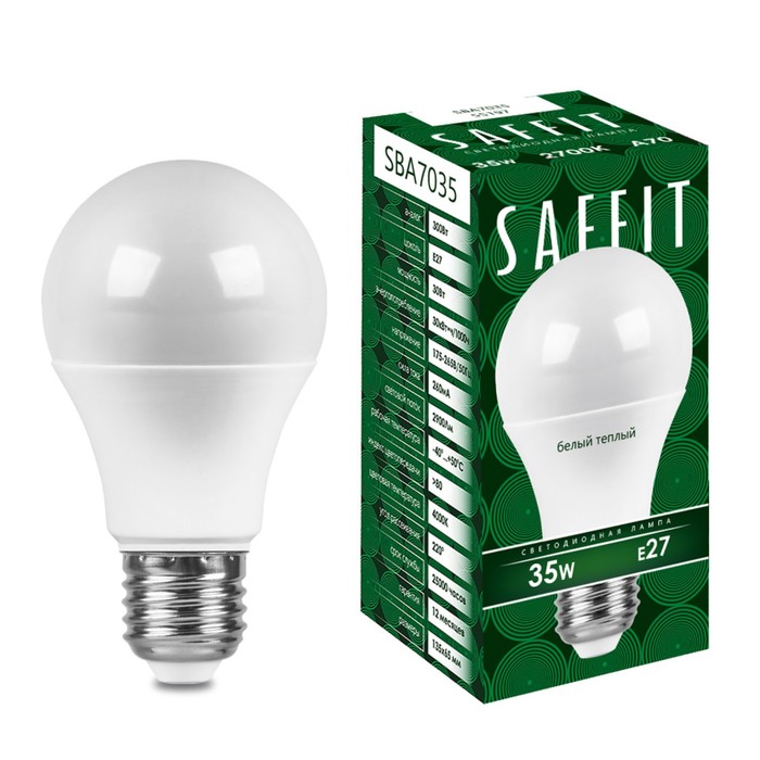 Лампа светодиодная SAFFIT, 35W 230V E27 2700K A70, SBA7035 - фото 1907961529