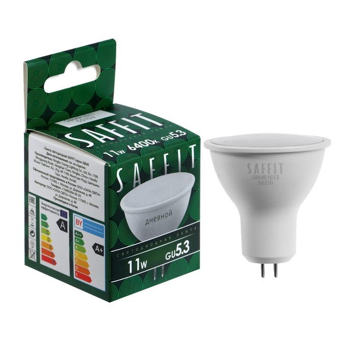 Лампа светодиодная SAFFIT, 11W 230V GU5.3 6400K MR16, SBMR1611 - Фото 1