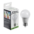 Лампа светодиодная FERON, (7W) 230V E27 4000K A60, LB-91 - фото 3387202